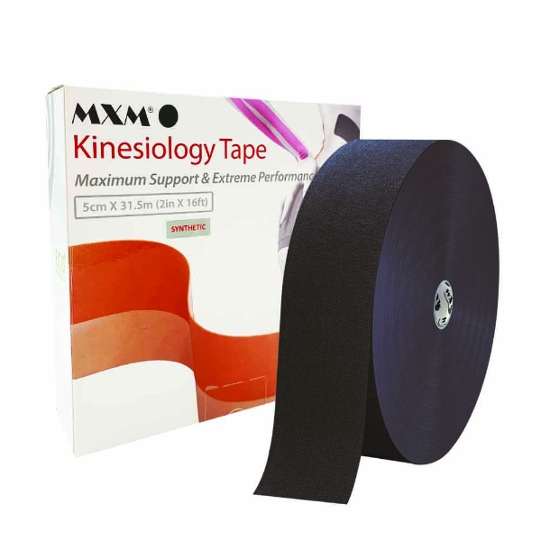 MXM Synthetic Kinesiology Tape Black 5cm x 31.5m